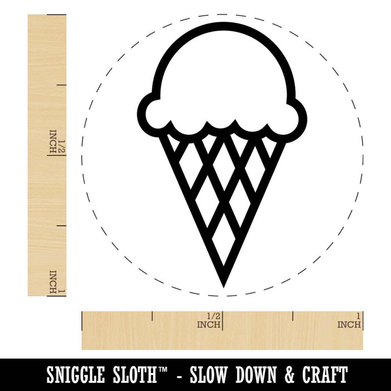 Ice Cream Cone Self-Inking Rubber Stamp for Stamping Crafting Planners